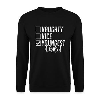 Youngest Child Gift - Unisex Sweatshirt - black - Front - Alina (178cm) & Michal (187cm)