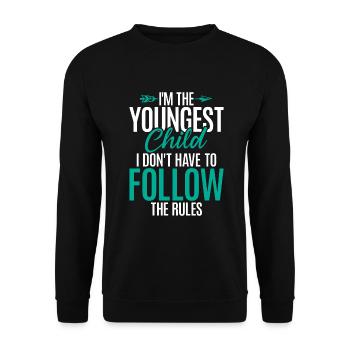 Youngest Child Gift - Unisex Sweatshirt - black - Front - Alina (178cm) & Michal (187cm)