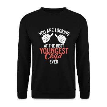 Youngest Child Gift - Unisex Sweatshirt - black - Front - Alina (178cm) & Michal (187cm)