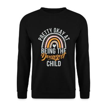 Youngest Child Gift - Unisex Sweatshirt - black - Front - Alina (178cm) & Michal (187cm)