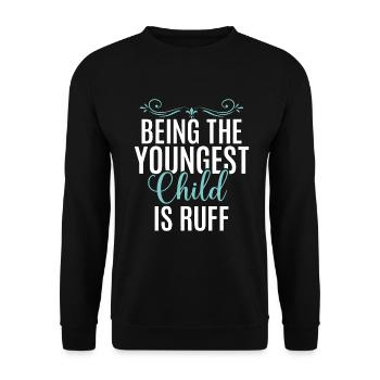 Youngest Child Gift - Unisex Sweatshirt - black - Front - Alina (178cm) & Michal (187cm)