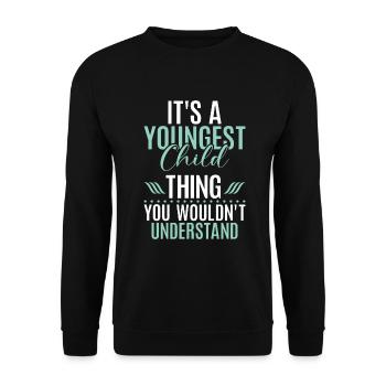 Youngest Child Gift - Unisex Sweatshirt - black - Front - Alina (178cm) & Michal (187cm)