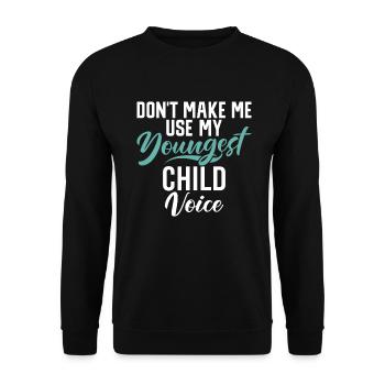 Youngest Child Gift - Unisex Sweatshirt - black - Front - Alina (178cm) & Michal (187cm)