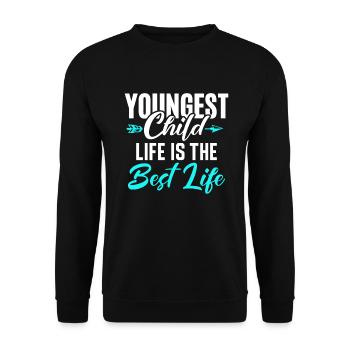 Youngest Child Gift - Unisex Sweatshirt - black - Front - Alina (178cm) & Michal (187cm)
