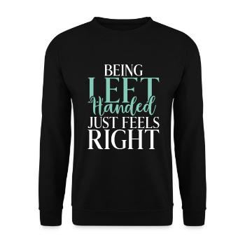 Left Handers Gifts - Unisex Pullover - Schwarz - Vorne - Alina (178cm) & Michal (187cm)