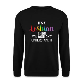 Lesbian Gifts - Unisex Pullover - Schwarz - Vorne - Alina (178cm) & Michal (187cm)