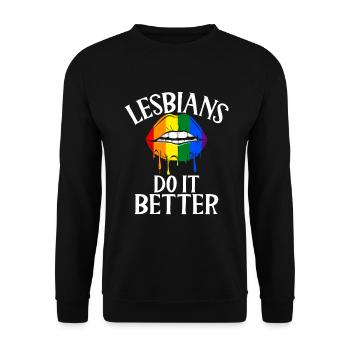 Lesbian Gifts - Unisex Pullover - Schwarz - Vorne - Alina (178cm) & Michal (187cm)