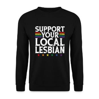 Lesbian Gifts - Unisex Pullover - Schwarz - Vorne - Alina (178cm) & Michal (187cm)