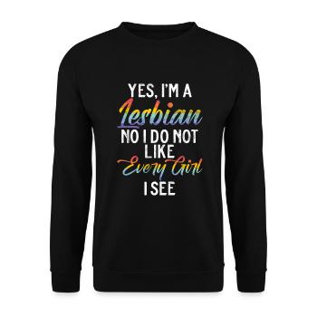 Lesbian Gifts - Unisex Pullover - Schwarz - Vorne - Alina (178cm) & Michal (187cm)