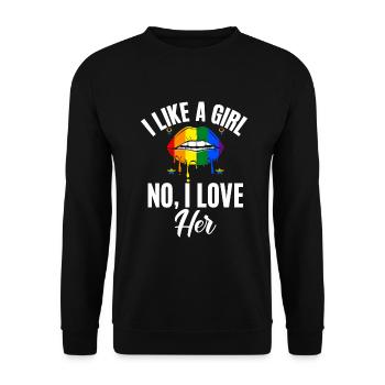 Lesbian Gifts - Unisex Pullover - Schwarz - Vorne - Alina (178cm) & Michal (187cm)