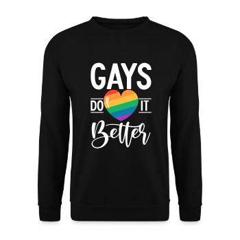 Gay Gifts - Unisex Pullover - Schwarz - Vorne - Alina (178cm) & Michal (187cm)