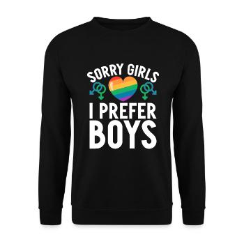 Gay Gifts - Unisex Pullover - Schwarz - Vorne - Alina (178cm) & Michal (187cm)