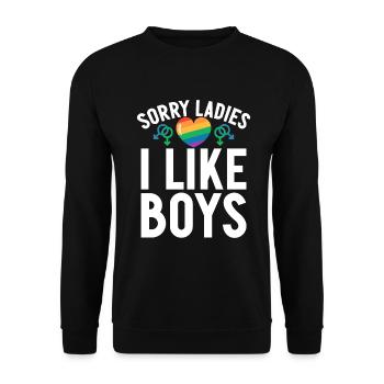 Gay Gifts - Unisex Pullover - Schwarz - Vorne - Alina (178cm) & Michal (187cm)