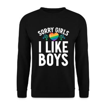 Gay Gifts - Unisex Pullover - Schwarz - Vorne - Alina (178cm) & Michal (187cm)