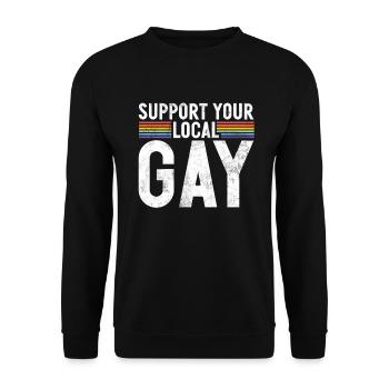 Gay Gifts - Unisex Pullover - Schwarz - Vorne - Alina (178cm) & Michal (187cm)