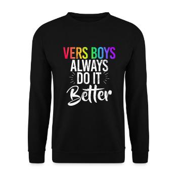 Gay Gifts - Unisex Pullover - Schwarz - Vorne - Alina (178cm) & Michal (187cm)