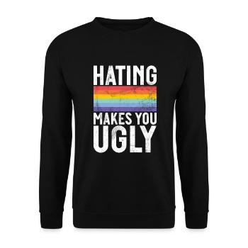 Gay Gifts - Unisex Pullover - Schwarz - Vorne - Alina (178cm) & Michal (187cm)