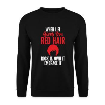 Redhead Gifts - Unisex Pullover - Schwarz - Vorne - Alina (178cm) & Michal (187cm)