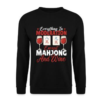 Cadeau pour les fans de Mahjong - Sweat-shirt Unisexe - noir - Devant - Alina (178cm) & Michal (187cm)