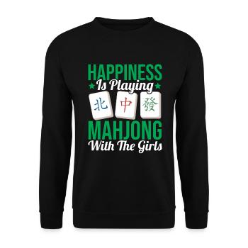 Cadeau pour les fans de Mahjong - Sweat-shirt Unisexe - noir - Devant - Alina (178cm) & Michal (187cm)