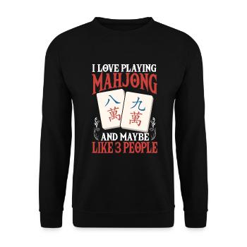 Cadeau pour les fans de Mahjong - Sweat-shirt Unisexe - noir - Devant - Alina (178cm) & Michal (187cm)