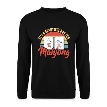 Cadeau pour les fans de Mahjong - Sweat-shirt Unisexe - noir - Devant - Alina (178cm) & Michal (187cm)
