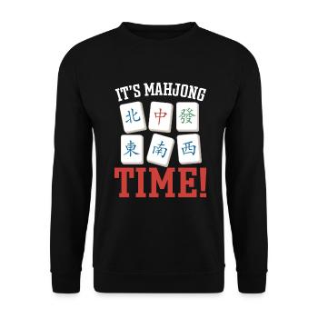 Cadeau pour les fans de Mahjong - Sweat-shirt Unisexe - noir - Devant - Alina (178cm) & Michal (187cm)