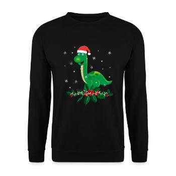 Brontosaurus Dino Gift - Unisex Sweatshirt - black - Front - Alina (178cm) & Michal (187cm)