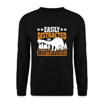 Brontosaurus Dino Gift - Unisex Sweatshirt - black - Front - Alina (178cm) & Michal (187cm)