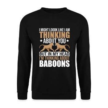 Gift for baboon lover - Unisex Sweatshirt - black - Front - Alina (178cm) & Michal (187cm)