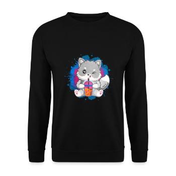 Niedliches Polarfuchs-Geschenk - Unisex Pullover - Schwarz - Vorne - Alina (178cm) & Michal (187cm)