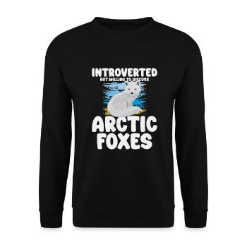 Niedliches Polarfuchs-Geschenk - Unisex Pullover - Schwarz - Vorne - Alina (178cm) & Michal (187cm)