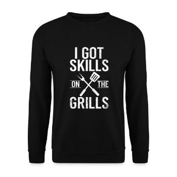 Grill Barbecue Grilling - Unisex Pullover - Schwarz - Vorne - Alina (178cm) & Michal (187cm)