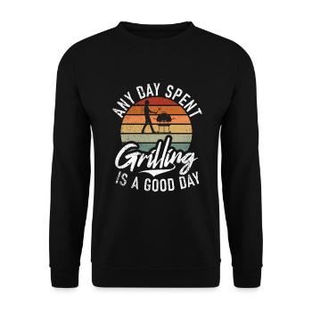 Grill Barbecue Grilling - Unisex Pullover - Schwarz - Vorne - Alina (178cm) & Michal (187cm)