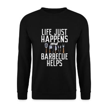 Grillades Barbecue Grillades - Sweat-shirt Unisexe - noir - Devant - Alina (178cm) & Michal (187cm)