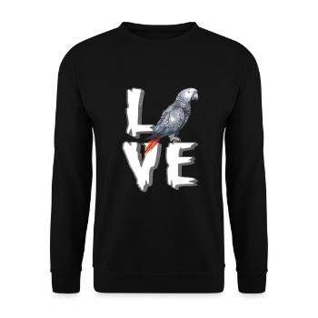 Cadeau de perroquet gris africain - Sweat-shirt Unisexe - noir - Devant - Alina (178cm) & Michal (187cm)