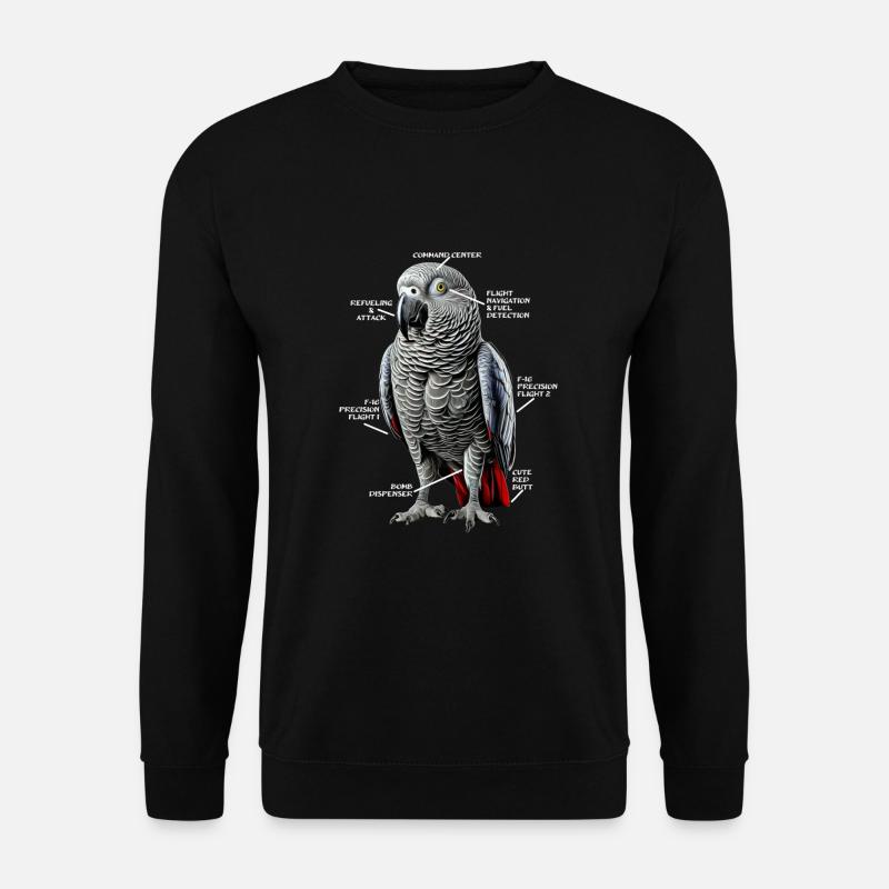 African Grey Parrot Gift - Unisex Sweatshirt - black