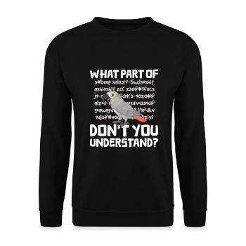 Cadeau de perroquet gris africain - Sweat-shirt Unisexe - noir - Devant - Alina (178cm) & Michal (187cm)