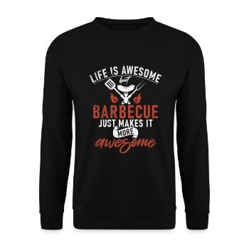 Grill Barbecue Grilling - Unisex Pullover - Schwarz - Vorne - Alina (178cm) & Michal (187cm)