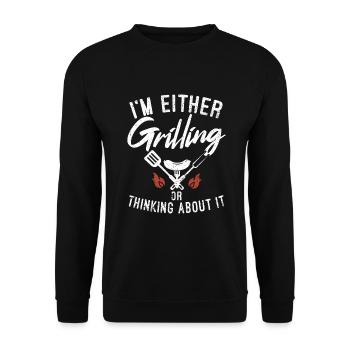 Grillades Barbecue Grillades - Sweat-shirt Unisexe - noir - Devant - Alina (178cm) & Michal (187cm)