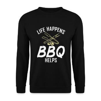 Grill Barbecue Grilling - Unisex Pullover - Schwarz - Vorne - Alina (178cm) & Michal (187cm)