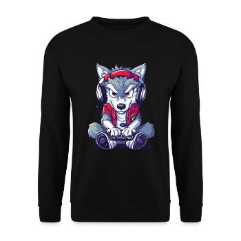 Wolf Videospiel - Unisex Pullover - Schwarz - Vorne - Alina (178cm) & Michal (187cm)