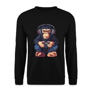 Jeu vidéo Chimpanzé - Sweat-shirt Unisexe - noir - Devant - Alina (178cm) & Michal (187cm)