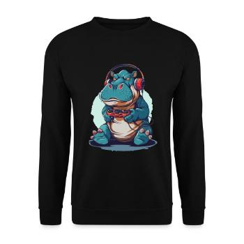 Hippo Videospiel - Unisex Pullover - Schwarz - Vorne - Alina (178cm) & Michal (187cm)