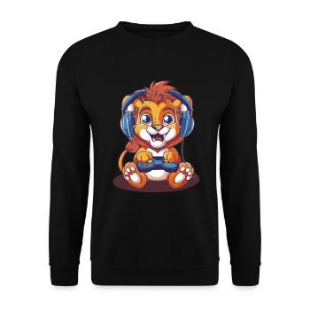 Löwen Videospiel - Unisex Pullover - Schwarz - Vorne - Alina (178cm) & Michal (187cm)