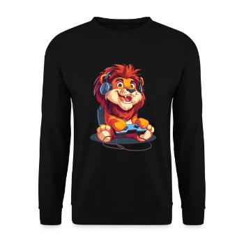 Löwen Videospiel - Unisex Pullover - Schwarz - Vorne - Alina (178cm) & Michal (187cm)