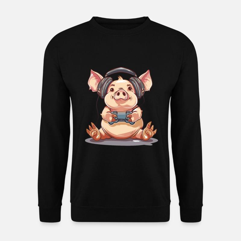 Schweine Videospiel - Unisex Pullover - Schwarz