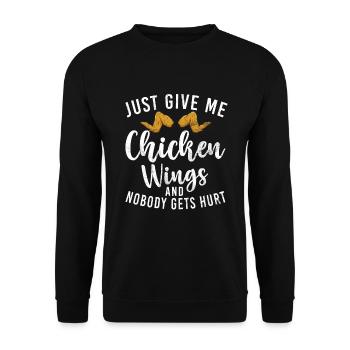 Cadeaux d’ailes de poulet - Sweat-shirt Unisexe - noir - Devant - Alina (178cm) & Michal (187cm)