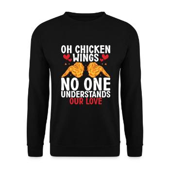 Cadeaux d’ailes de poulet - Sweat-shirt Unisexe - noir - Devant - Alina (178cm) & Michal (187cm)