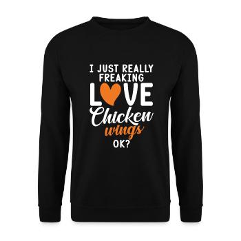 Cadeaux d’ailes de poulet - Sweat-shirt Unisexe - noir - Devant - Alina (178cm) & Michal (187cm)